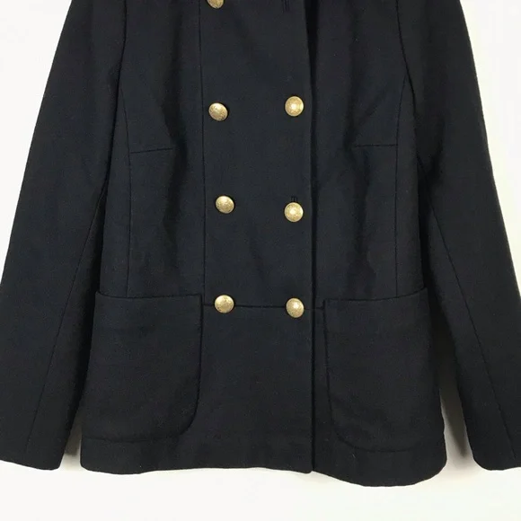 J. Crew Black Pea Coat with Gold Buttons - Picture 5 of 9